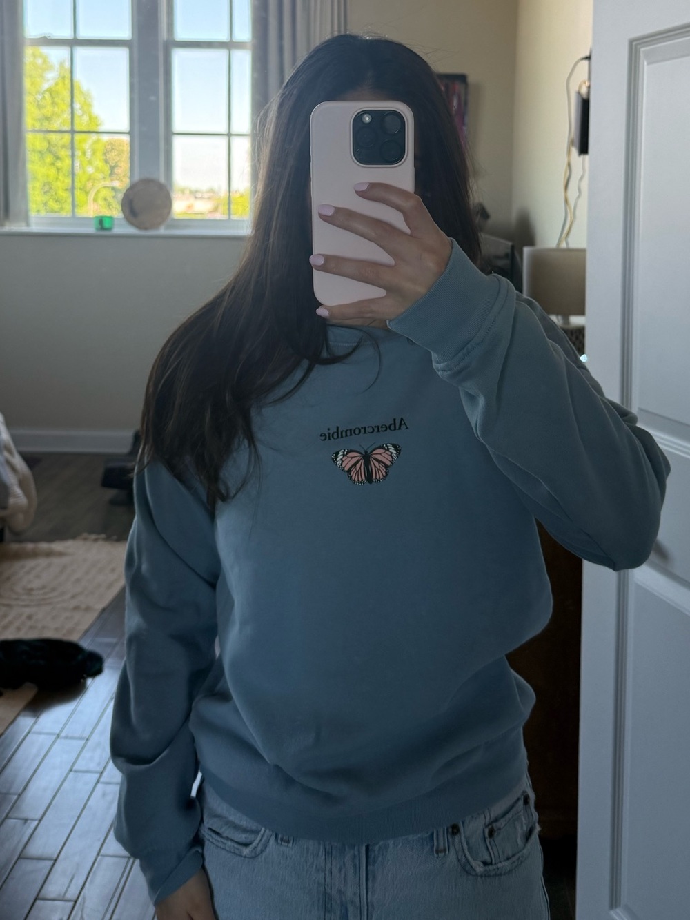 Kids size 13/14 Abercrombie Light Blue Crew Neck